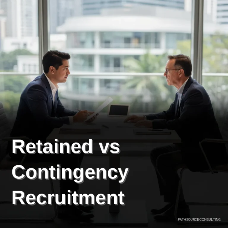 Recruitment consultant and hiring manager reviewing candidate notes at a desk